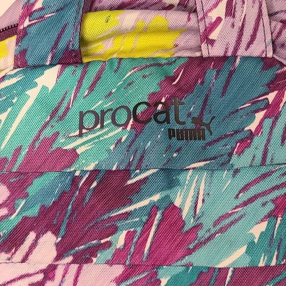 Puma Procat Backpack Purple Multi Color Zip Drawstring Adjustable Straps Pockets